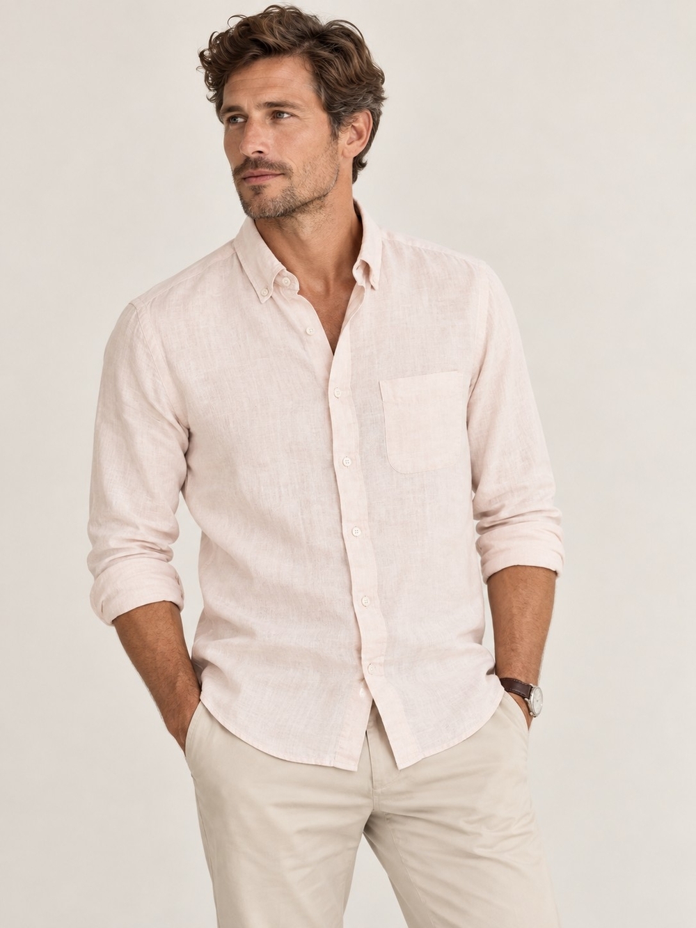 J. CREW x BAIRD MCNUTT Irish Linen Slim Fit Button Down Shirt Small Pale Pink